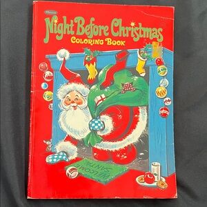 Vtg Night Before Christmas Whitman Coloring Book Santa Fireplace Jason Lee Art